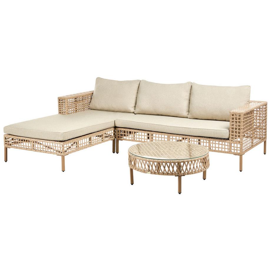 Beliani Set lounge pour jardin en Polyrotin Boho CALASETTA  