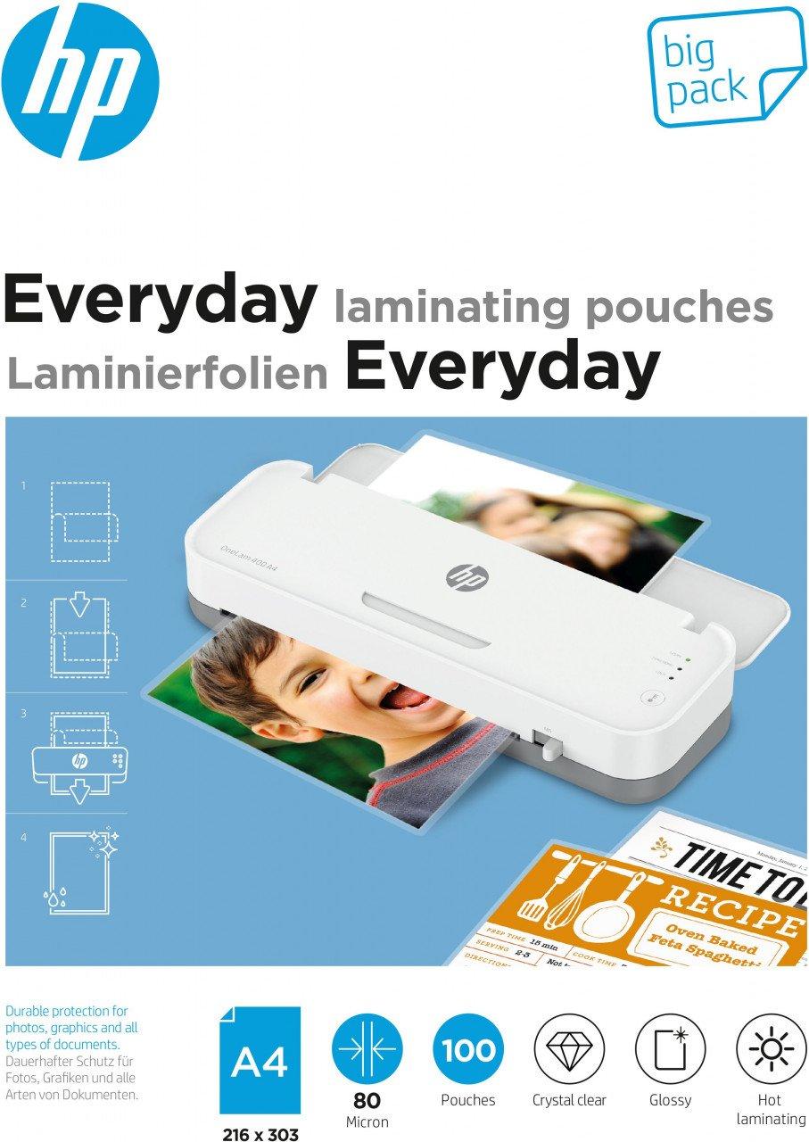 HPINC HP Everyday Laminating Pouches, A4, 80 Micron - big pack  