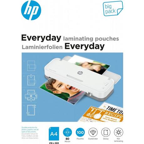 HPINC HP Everyday Laminating Pouches, A4, 80 Micron - big pack  