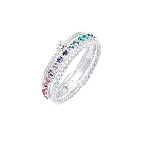 Elli  Bague Set De 3 Cristaux Arc-En-Ciel 