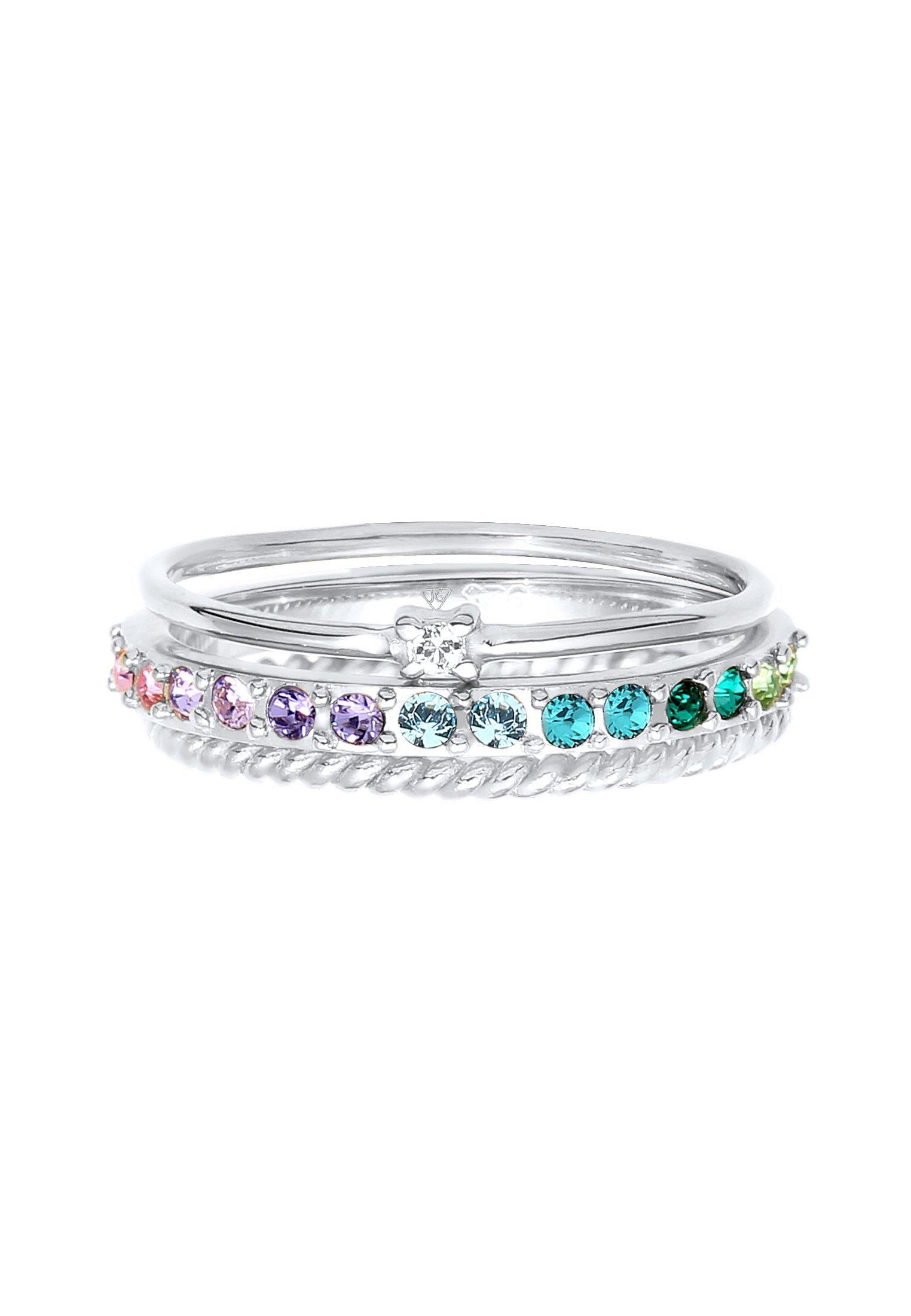 Elli  Bague Set De 3 Cristaux Arc-En-Ciel 