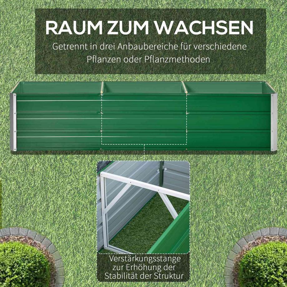 Northio Aiuola rialzata in acciaio fioriera da giardino fioriera 183 x 47 x 40 cm con guanti in verde per verdure e fiori  