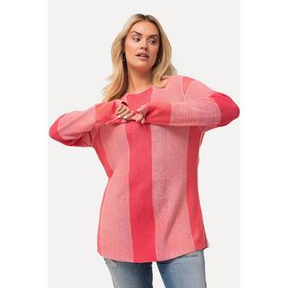 Ulla Popken  Pullover con righe, scollo a girocollo e maniche lunghe 