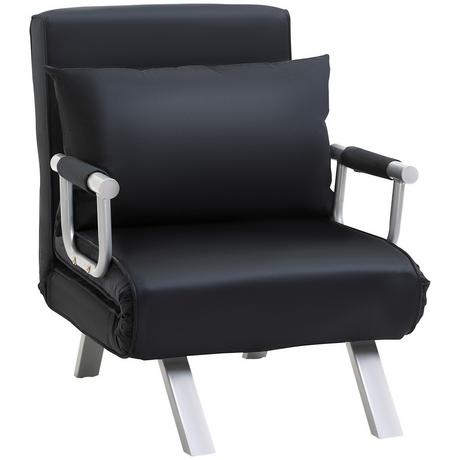 Northio Fauteuil-Lit, Canapé-Lit 2 En 1, Chaise Pliante Avec Dossier Réglable, Coussin, Lit D'Appoint Pouvant Supporter Jusqu'À 120 Kg, Noir  