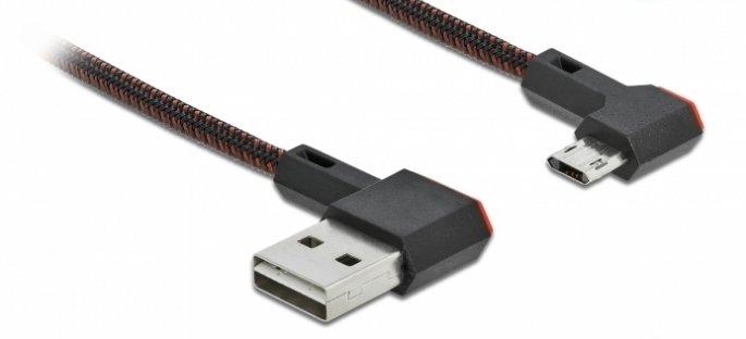 DeLock  EASY-USB 2.0 Kabel Typ-A Stecker zu EASY-USB Typ Micro-B Stecker gewinkelt links  rechts 1 m 