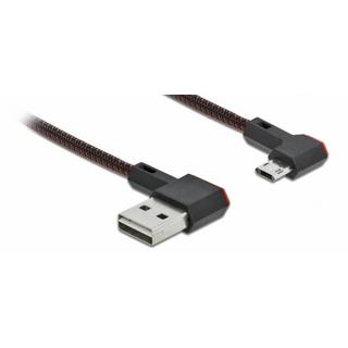 DeLock  EASY-USB 2.0 Kabel Typ-A Stecker zu EASY-USB Typ Micro-B Stecker gewinkelt links  rechts 1 m 