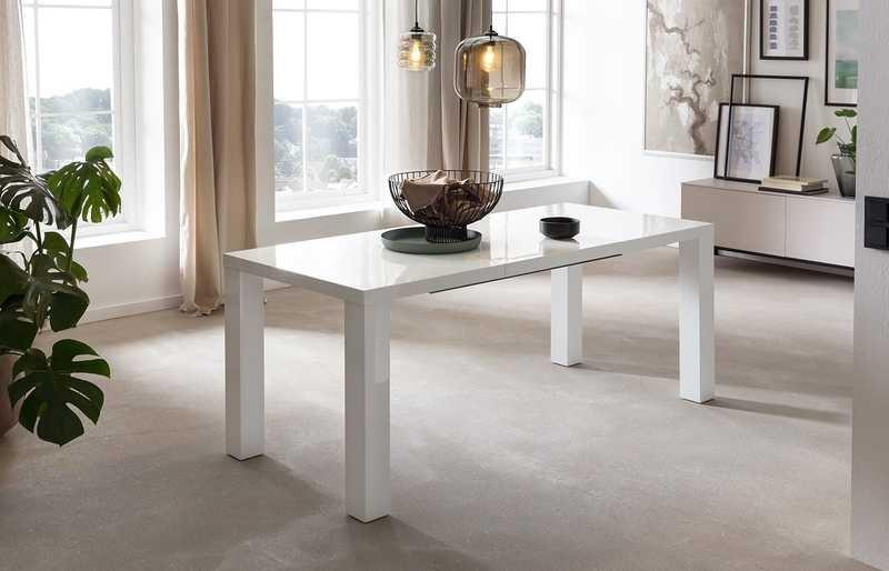 mutoni Table extensible haute brillance 120 / 240x80cm blanc  