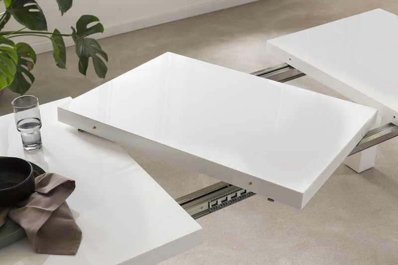 mutoni Table extensible haute brillance 120 / 240x80cm blanc  