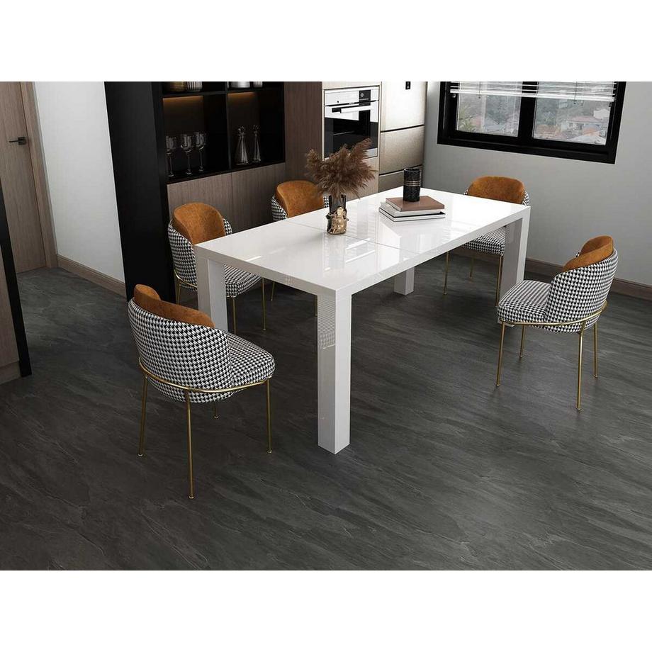 mutoni Table à rallonge haute brillance 120/240x80cm blanc  