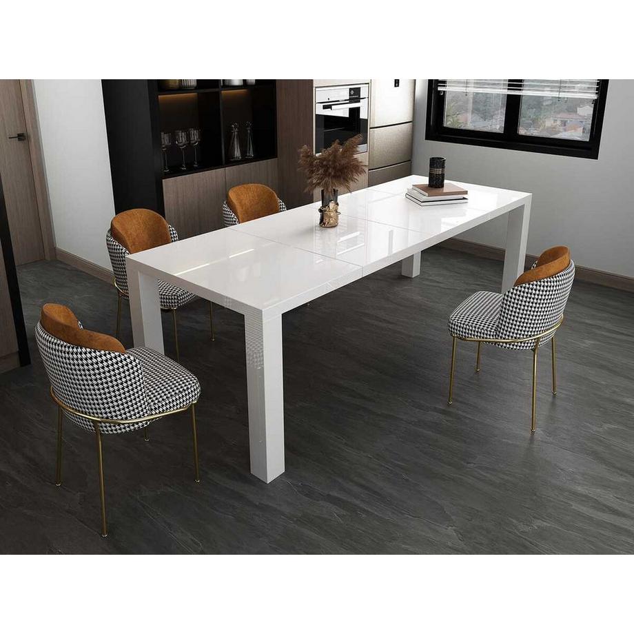 mutoni Table à rallonge haute brillance 120/240x80cm blanc  