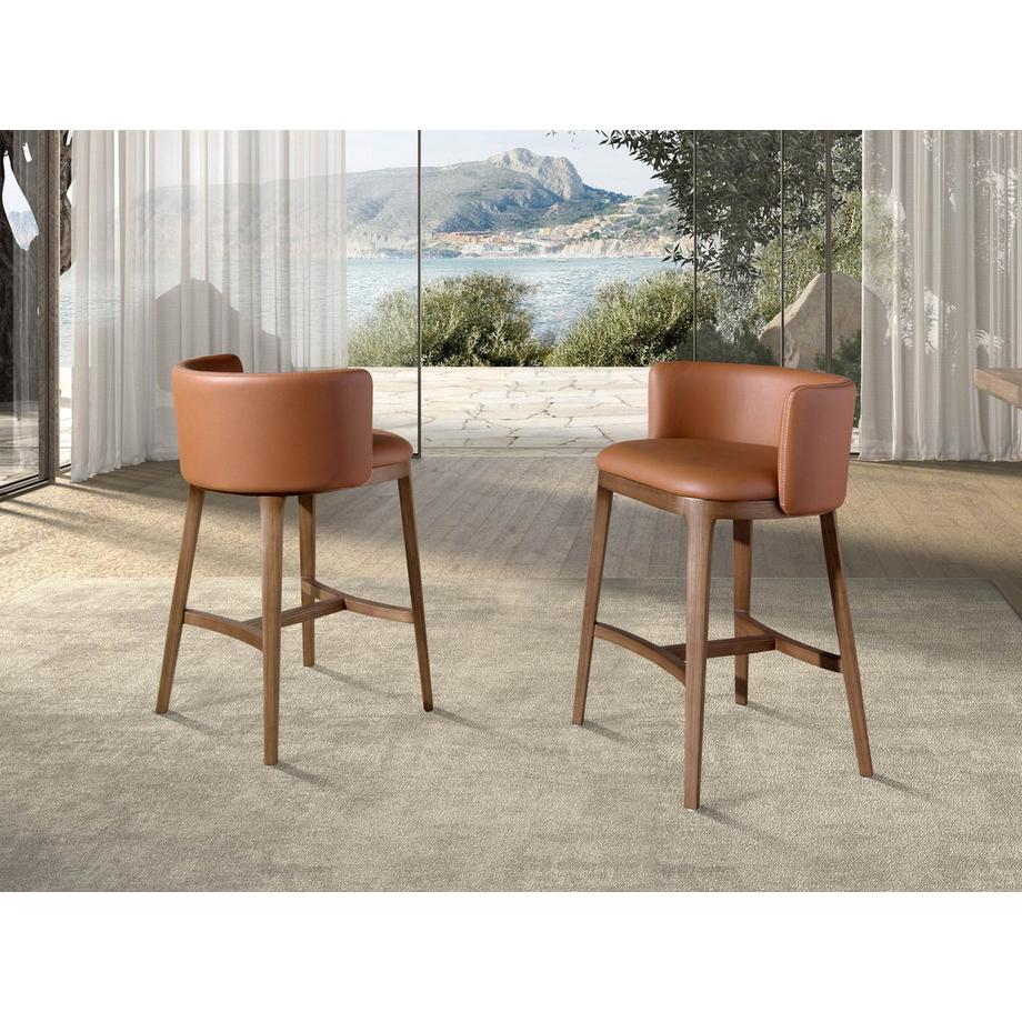 ANGEL CERDA Tabouret en simili cuir marron  