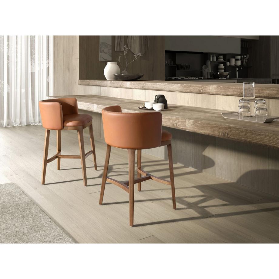 ANGEL CERDA Tabouret en simili cuir marron  