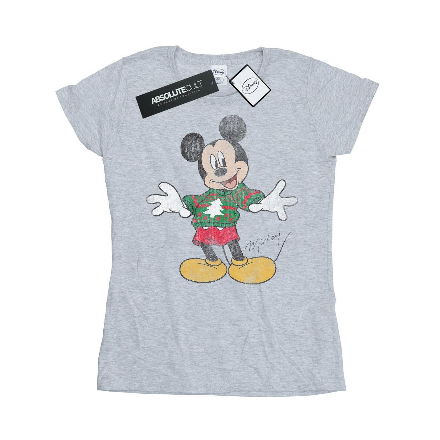 Image of Mickey Mouse Christmas Jumper Tshirt Damen Grau XXL