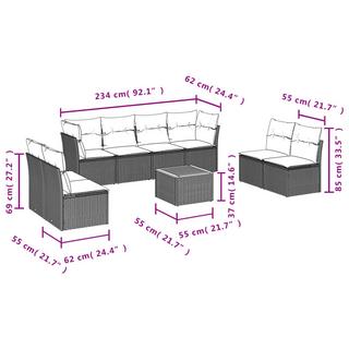 VidaXL Ensemble de canapés de jardin rotin synthétique  