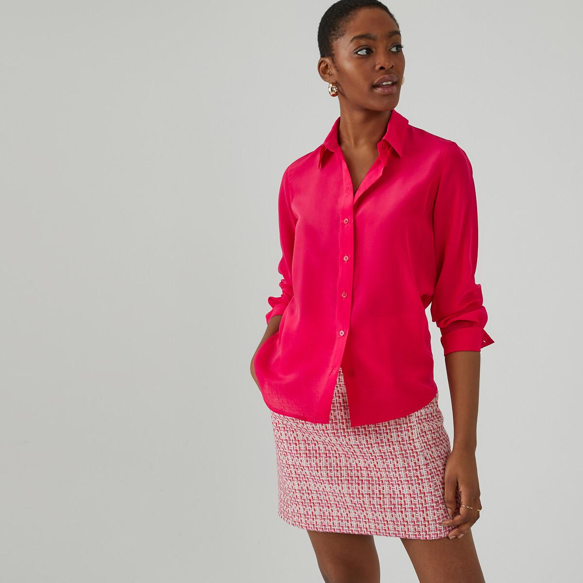 Image of Seidenbluse Mit Langen Ärmeln Damen Rosa 34