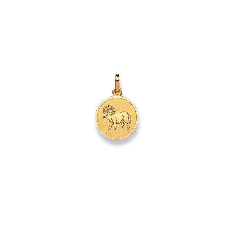 MUAU Schmuck  Pendentif signe du zodiaque bélier or jaune 750, 19x12mm 