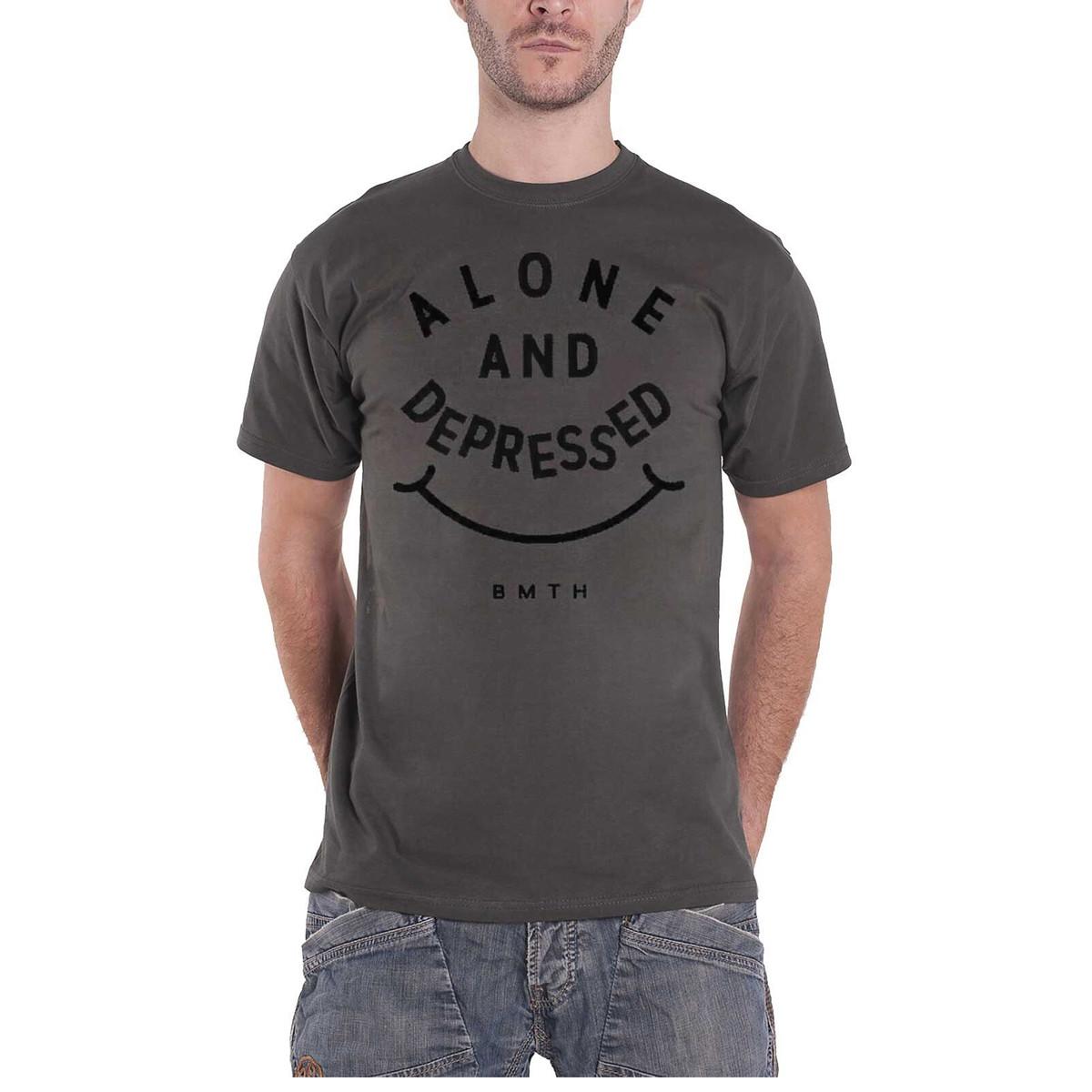 Image of Alone & Depressed Tshirt Damen Grau L
