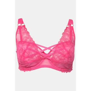 Ulla Popken  Reggiseno con ferretto, pizzo con cuori e nastri decorativi, coppa C-F 