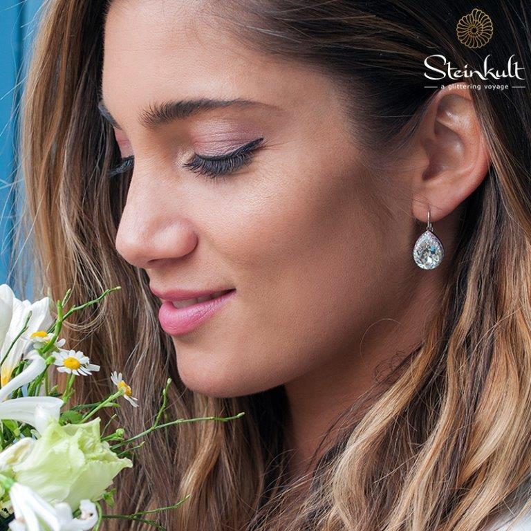 Steinkult  boucles d'oreilles avec des cristaux taillés "June" 