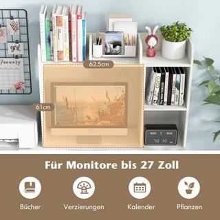 Northix Schreibtischregal Mehrzweck-Tischregal aus Holz 3-stöckiges Präsentationsregal für Computertische Weiß  