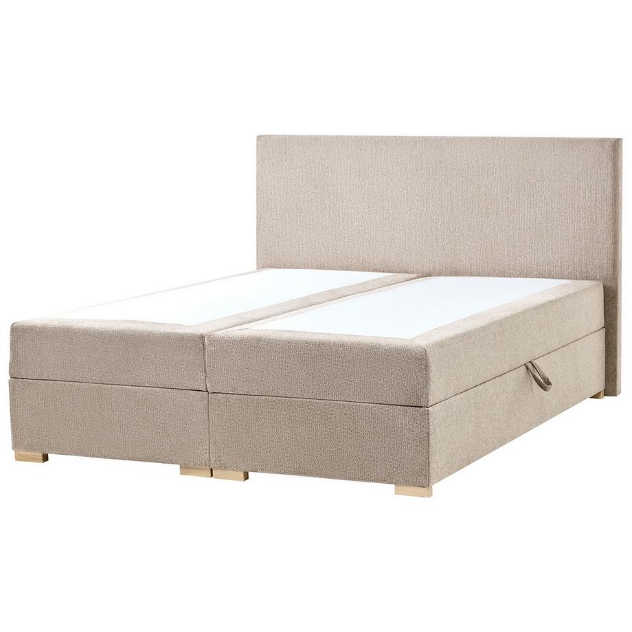 Beliani Lit boxspring avec rangement en Tissu Moderne MAJOR  