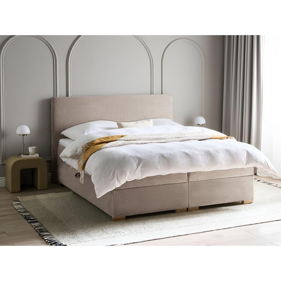 Beliani Lit boxspring avec rangement en Tissu Moderne MAJOR  