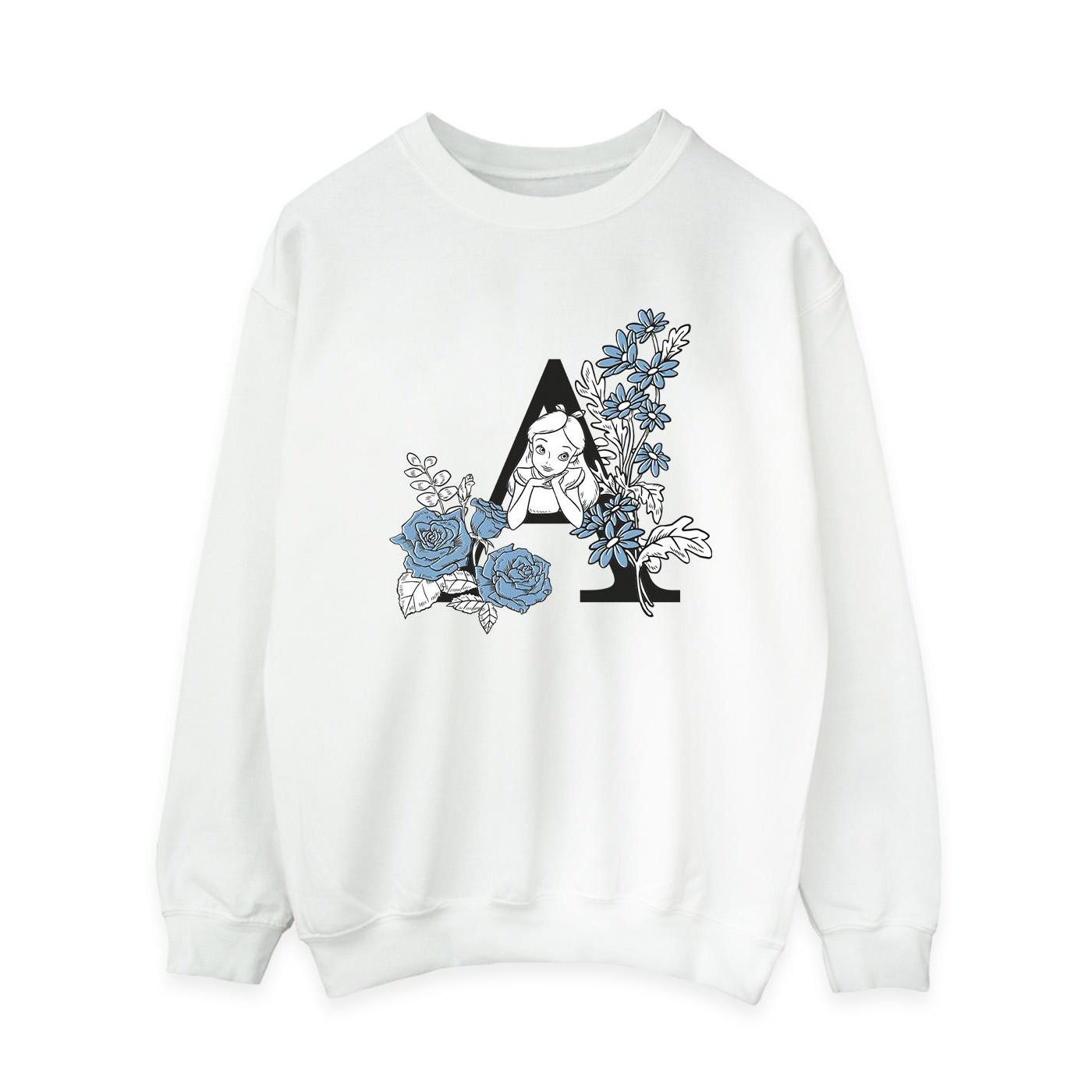 Image of Alice In Wonderland Letter A Sweatshirt Damen Weiss S