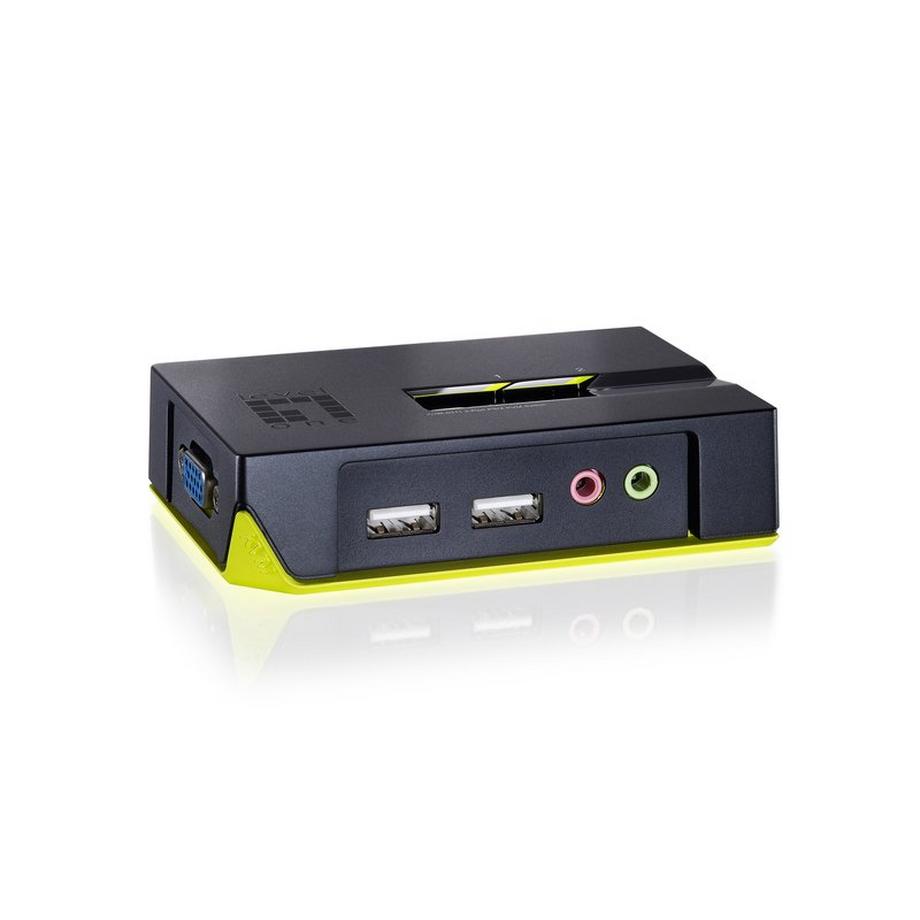 LevelOne KVM-0221 commutateur écran, clavier et souris Noir, Vert