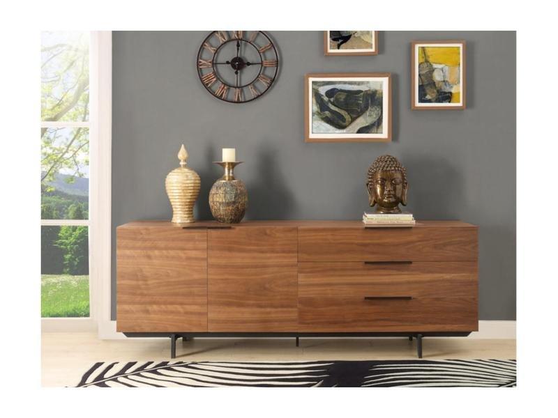 Image of Sideboard TAYRON 2 Türen 3 Schubladen Nussholzfarben Sideboard TAYRON 2 Türen 3 Schubladen Nussholzfarben