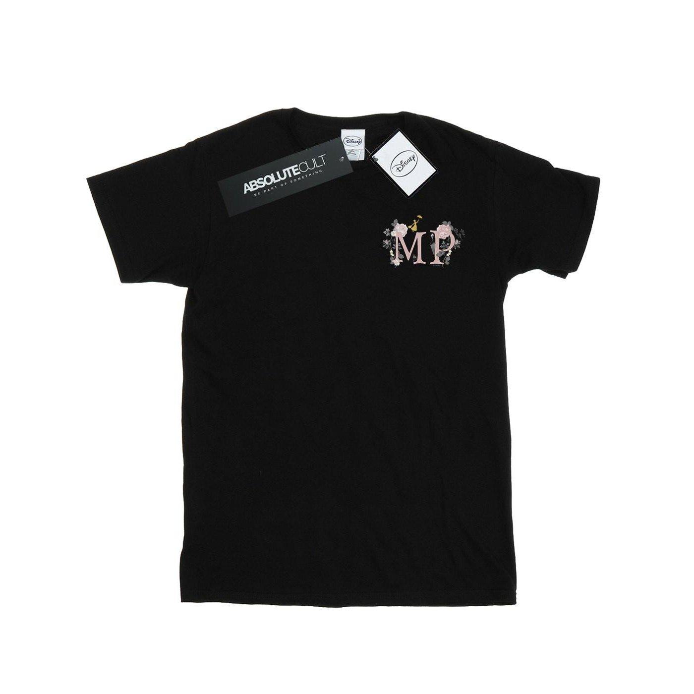 Image of Mary Poppins Letter Breast Print Tshirt Unisex Schwarz 140/146