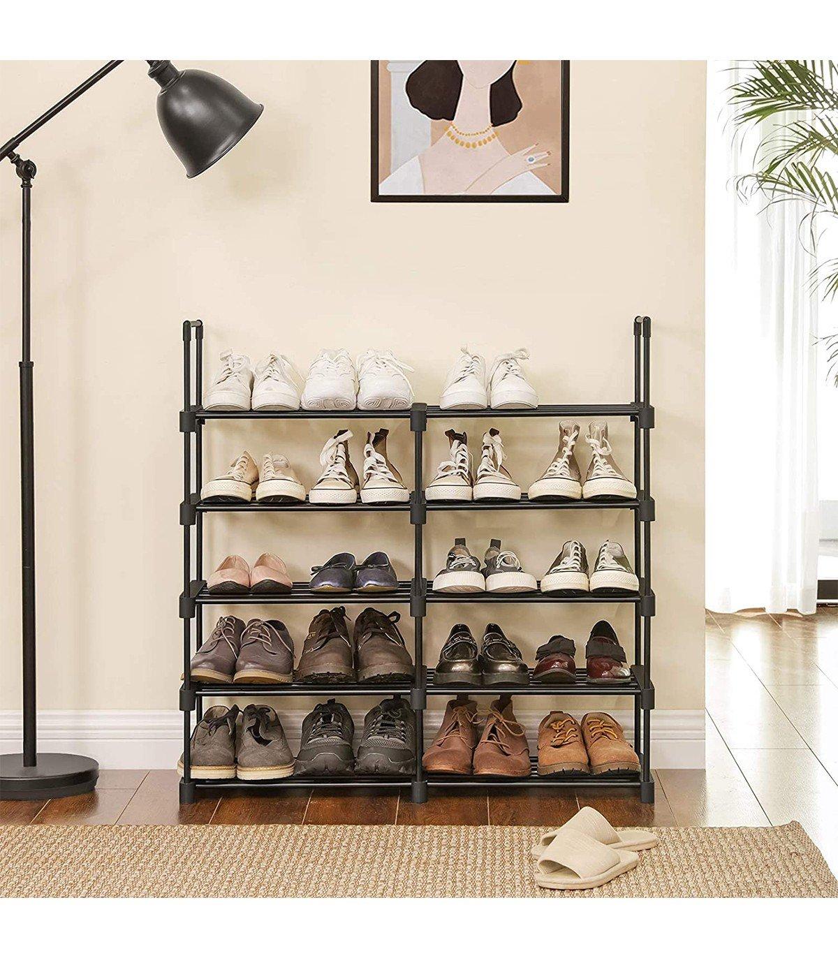 Calicosy Schuhregal ausem Eisen mit 10 anpassbaren Ebenen - L45 x H174 cm.  