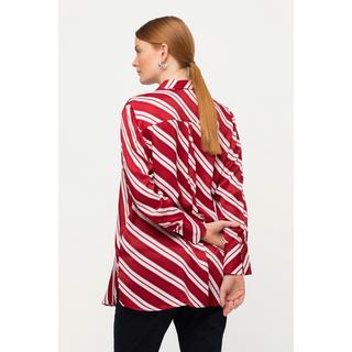 Ulla Popken  Blusa a righe dal taglio lungo e svasato con colletto da camicia e maniche lunghe 