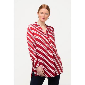 Blusa a righe dal taglio lungo e svasato con colletto da camicia e maniche lunghe