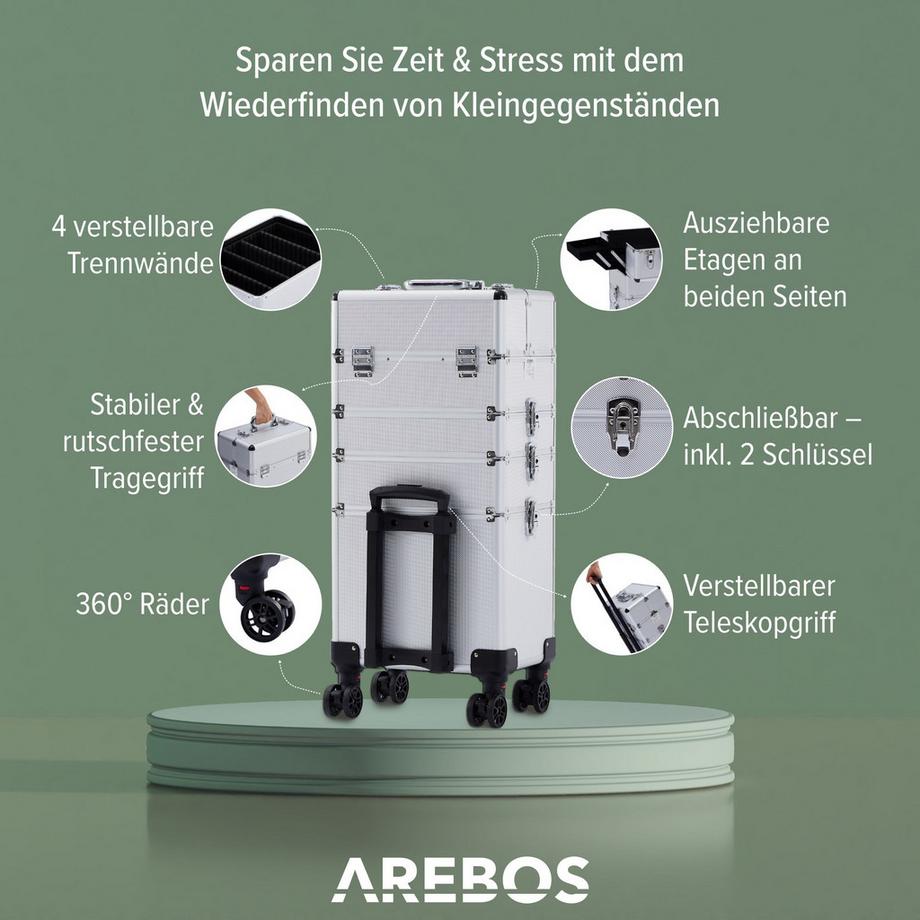 Arebos  Kosmetikkoffer XL | Schminkkoffer | Beauty organizer | Nagellack-Koffer 