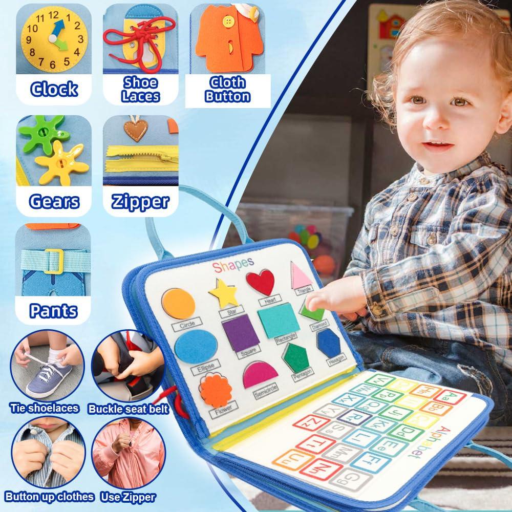 Activity-board  Tableau d'activité pour les tout-petits, jouet de motricité, jouet d'apprentissage sensoriel pour bébé, tableau de motricité pour les voyages en voiture ou en avion. 