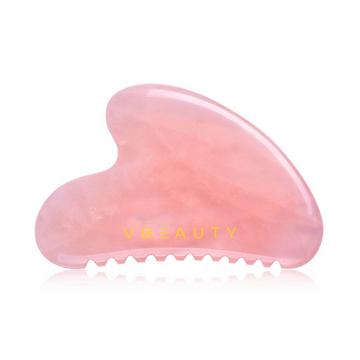 VBEAUTY Pietra da massaggio Gua Sha con denti in quarzo rosa