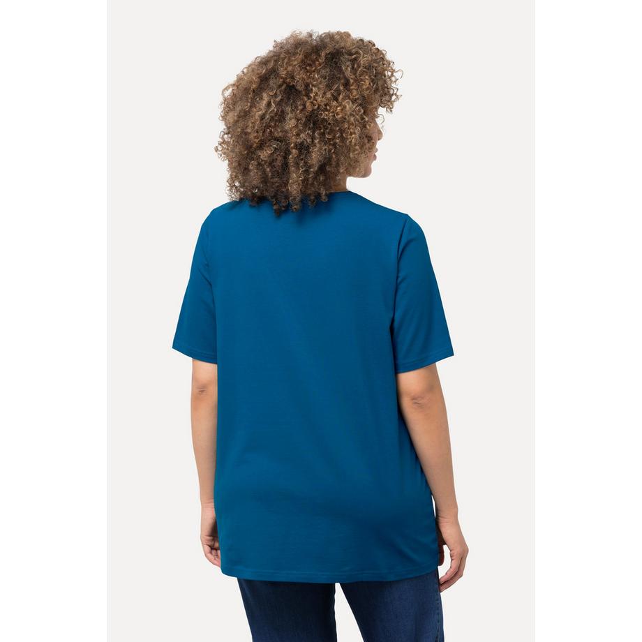 Ulla Popken T-Shirt Coupe Évasée Col Rond Manches Courtes  