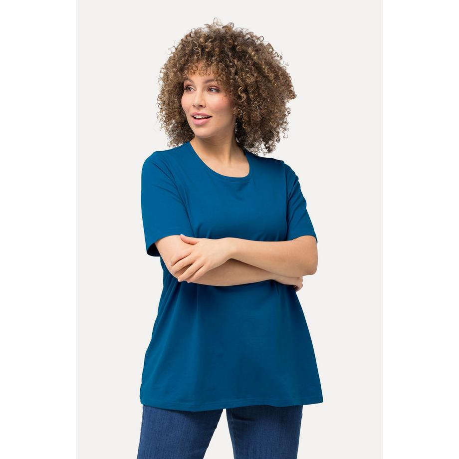 Ulla Popken T-Shirt Coupe Évasée Col Rond Manches Courtes  