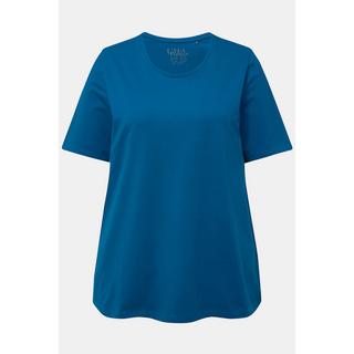 Ulla Popken  T-shirt en coton bio, coupe évasée, col rond et manches courtes 