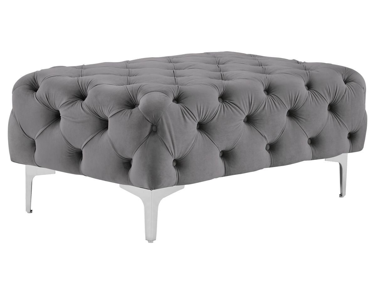 Vente-unique Chesterfield-Hocker - Samt - Anthrazit - EDWINA  