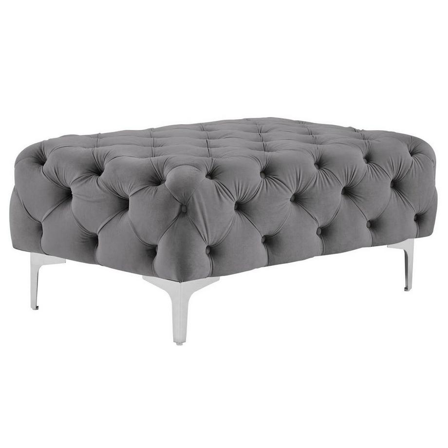 Vente-unique Pouf chesterfield en velours anthracite EDWINA  
