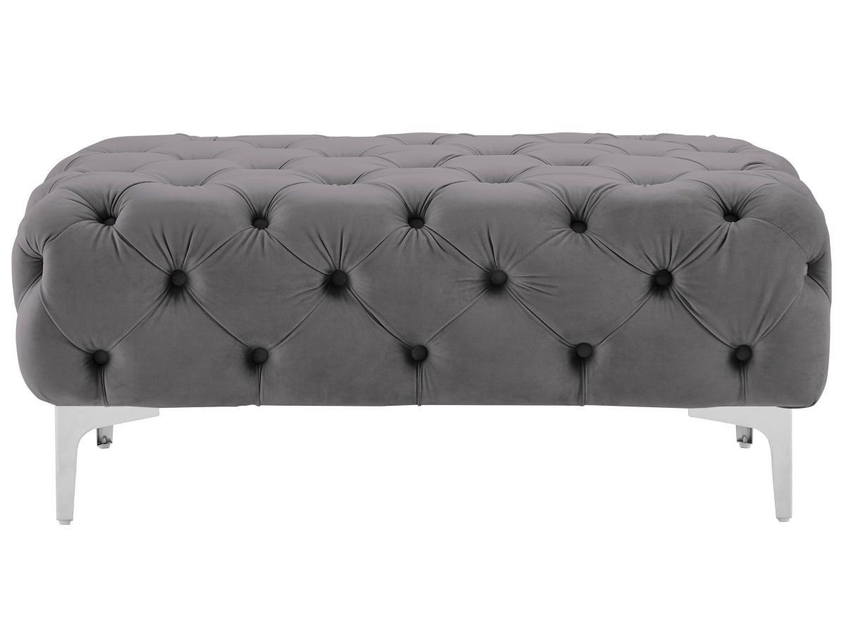 Vente-unique Pouf Chesterfield in Velluto Antracite - EDWINA  