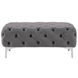 Vente-unique Pouf chesterfield en velours anthracite EDWINA  