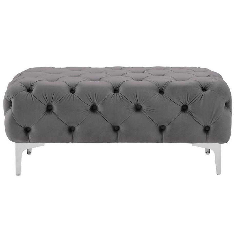 Vente-unique Pouf chesterfield en velours anthracite EDWINA  
