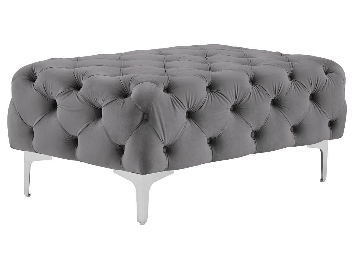 Vente-unique Chesterfield-Hocker - Samt - Anthrazit - EDWINA  