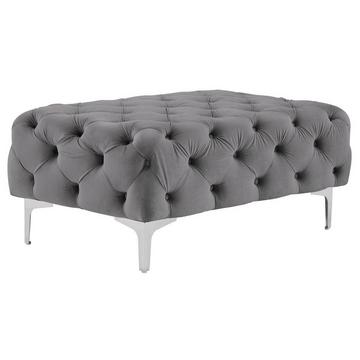 Pouf chesterfield en velours anthracite EDWINA