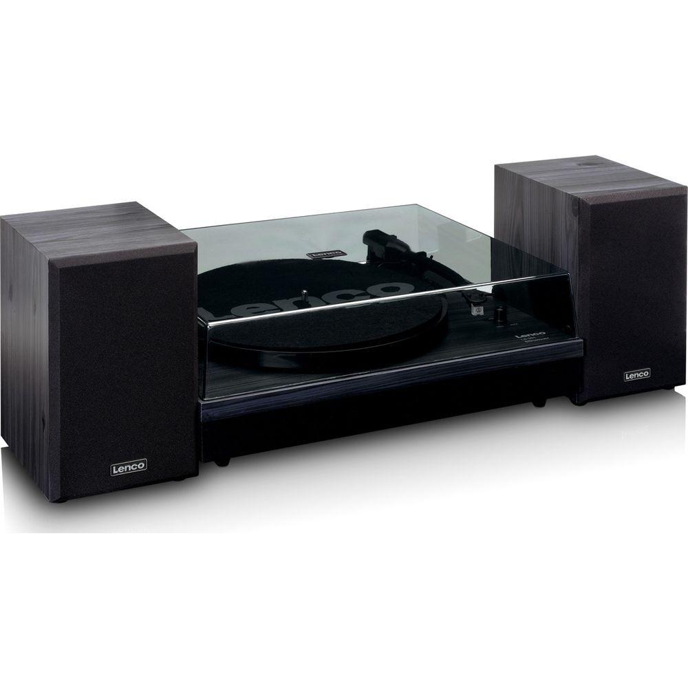 Lenco  Plattenspieler LS-301BK, Bluetooth, Riemenantrieb, 2 Lautsprecher 