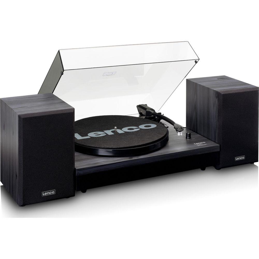 Lenco  Plattenspieler LS-301BK, Bluetooth, Riemenantrieb, 2 Lautsprecher 