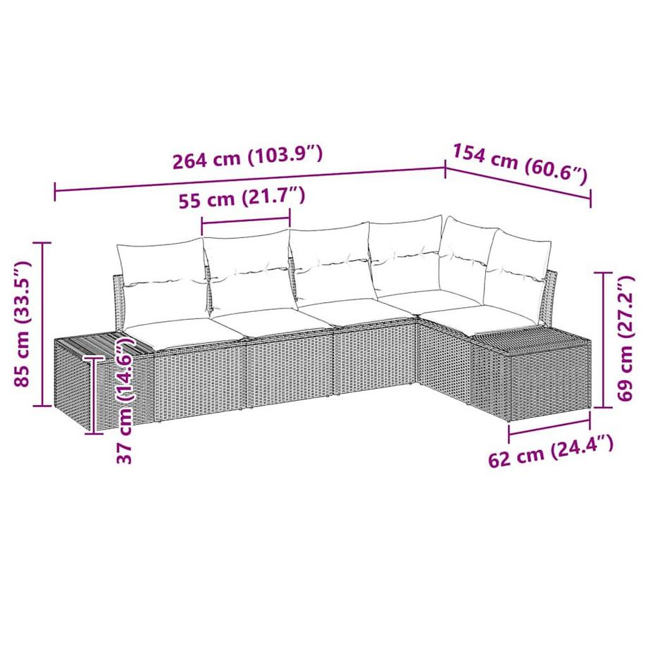 VidaXL Divano da esterno Polyrattan  