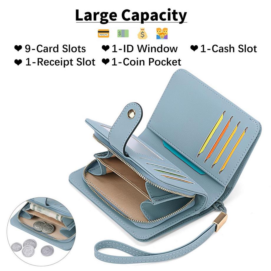 Only-bags.store Portemonnaie mit Reißverschluss Münzfach und RFID Schutz  